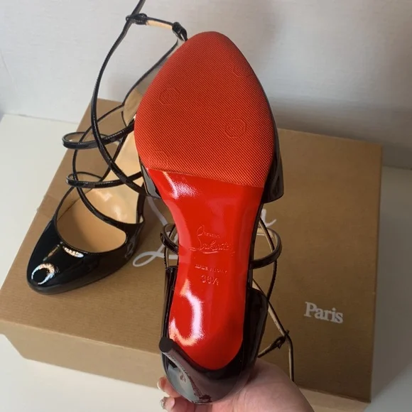 NEW IN BOX Christian Louboutin Soustelissimo 100 Patent Black Sz 36.5 - Picture 6 of 9